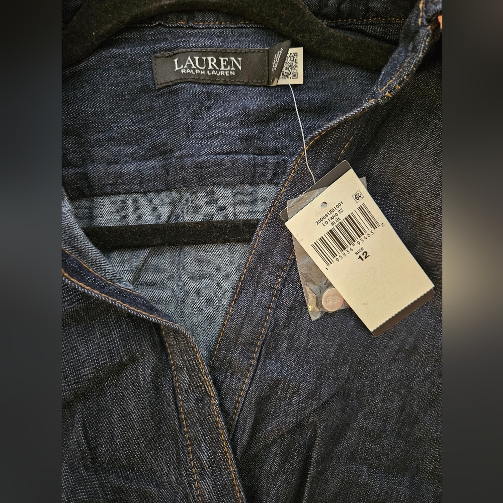 NWT Ralph Lauren Denim Belted Dress - Picture 2 of 5